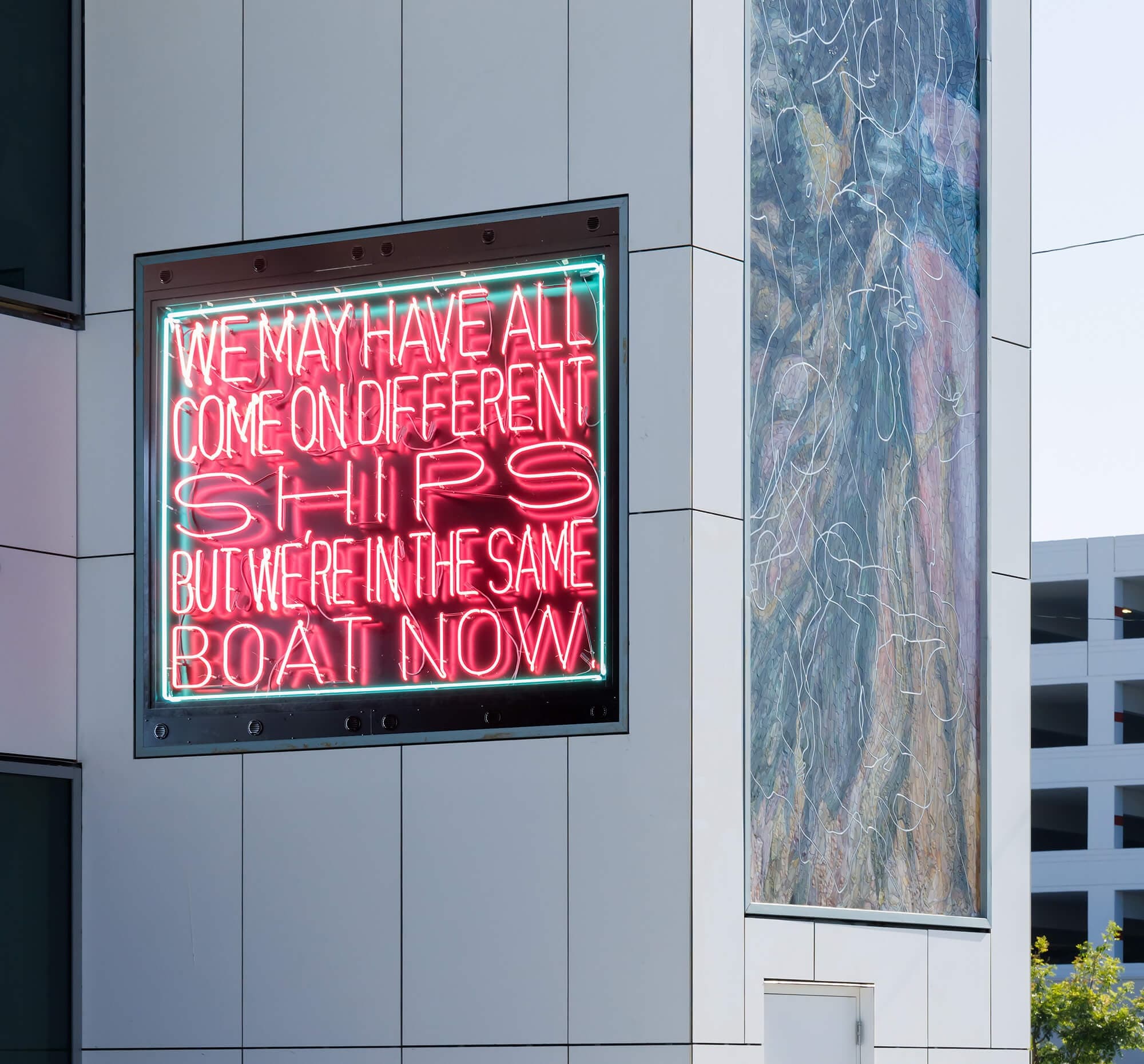 Six installations by local Los Angeles artists outside Intuit Dome recall social justice, nautical themes, and history