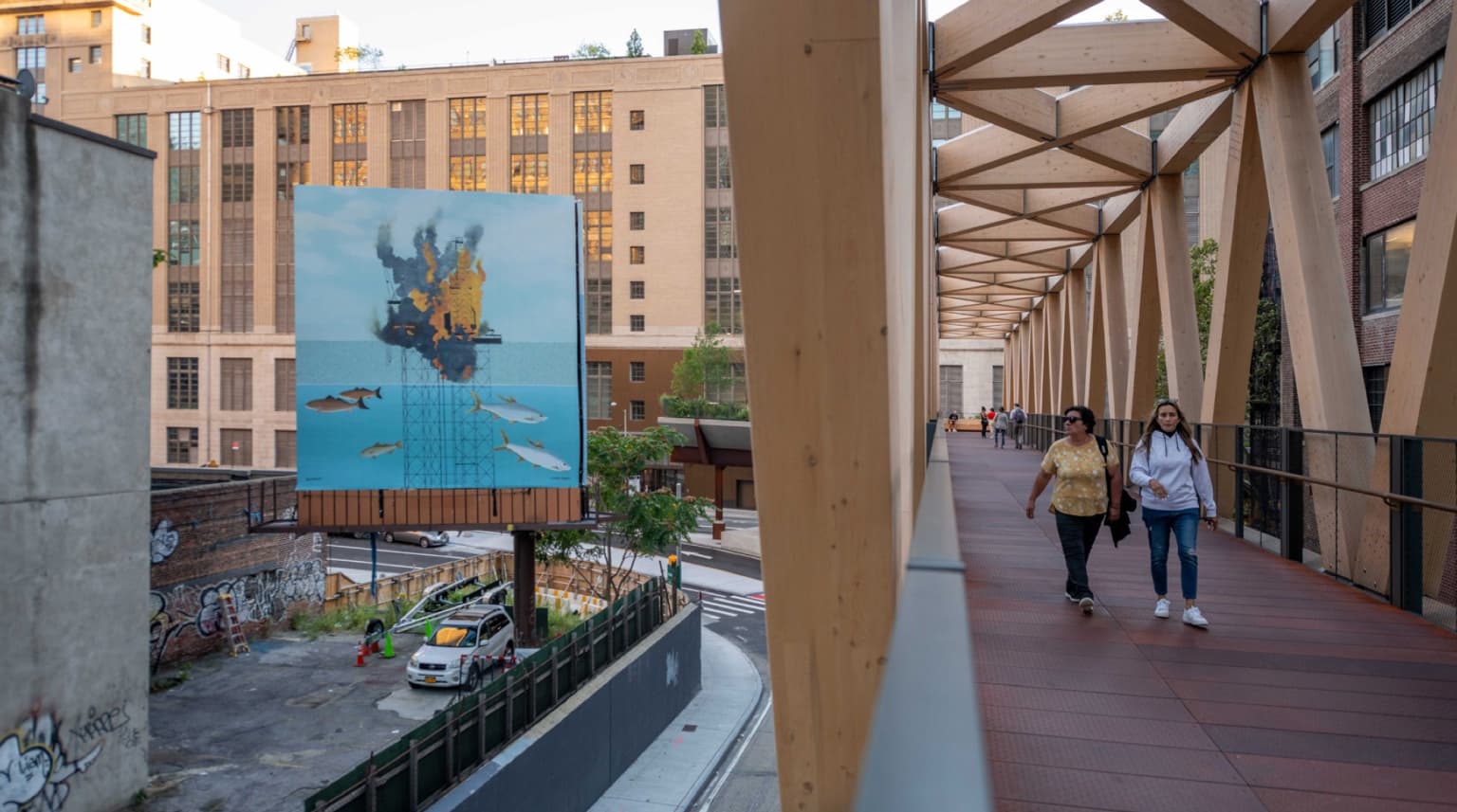 Kicking Off Climate Week, Painter Jessie Homer French Inaugurates New High Line – Moynihan Connector Billboard With Two