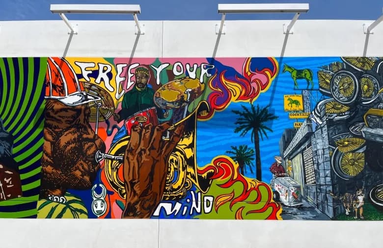 Alex Becerra mural at Inglewood's Hollywood Park and SoFi Stadium
