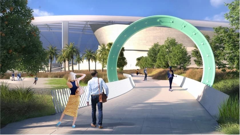 Calida Rawles Mural at SoFi Stadium noted in The Los Angeles Times
