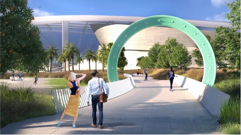 Calida Rawles Mural at SoFi Stadium noted in The Los Angeles Times